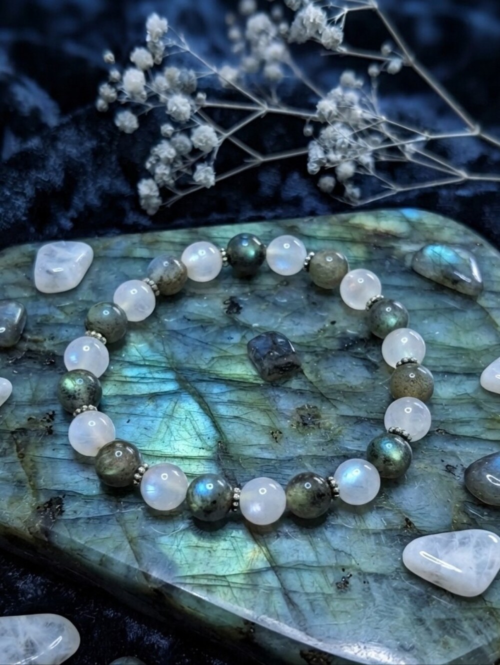 Flashy Labradorite/Moonstone Bracelet